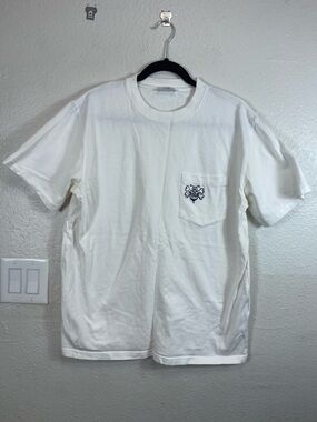 Rare Dior × Stussy Bee T-Shirt White Embroidered Skull Logo Cotton Size L